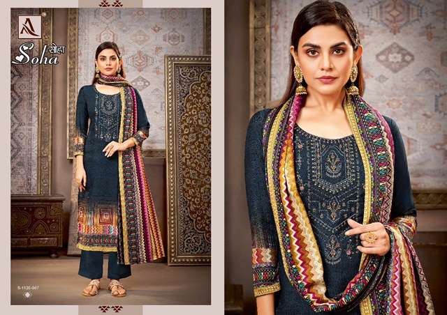 ALOK SUITS SOHA PASHMINA PRINT EMBROIDERY SUITS CATALOGUE