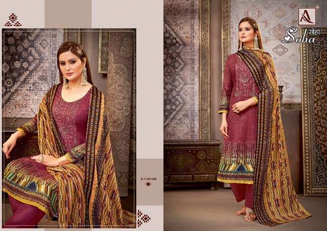 ALOK SUITS SOHA PASHMINA PRINT EMBROIDERY SUITS CATALOGUE