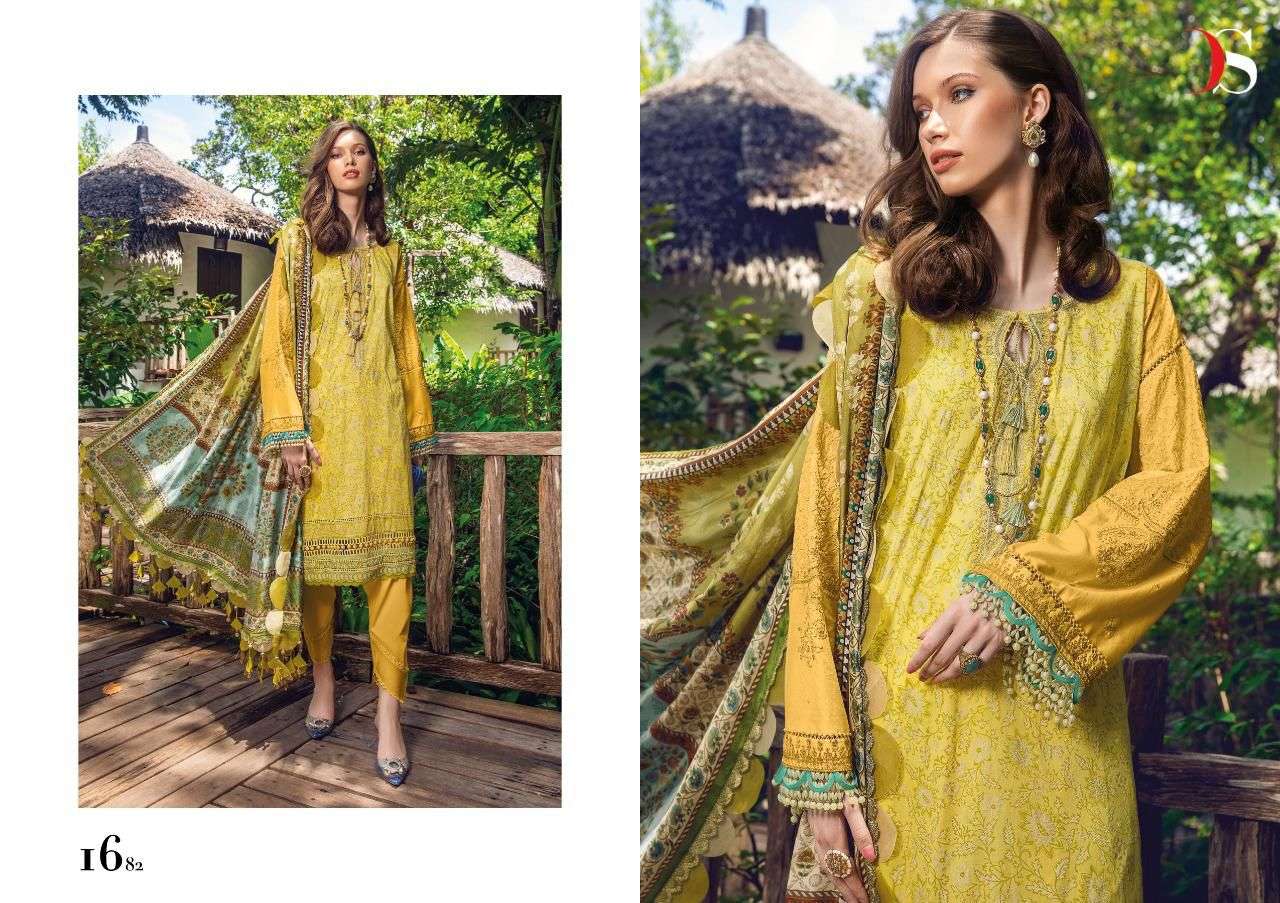 DEEPSY SUIT MARIA B M PRINT 22 VOL 3 1681 TO 1688 SERIES PASHMINA SUITS WINTER CATALOGUE