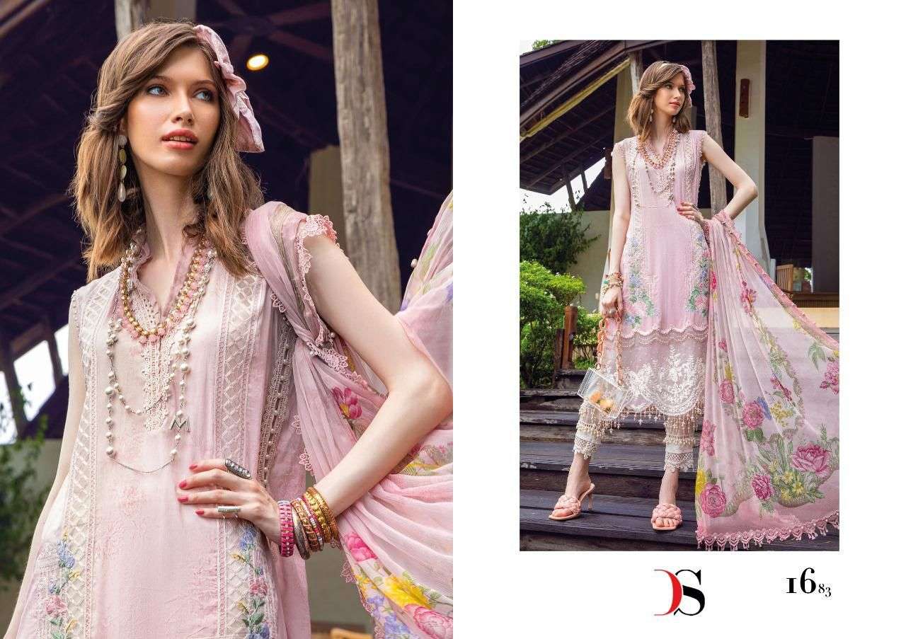 DEEPSY SUIT MARIA B M PRINT 22 VOL 3 1681 TO 1688 SERIES PASHMINA SUITS WINTER CATALOGUE