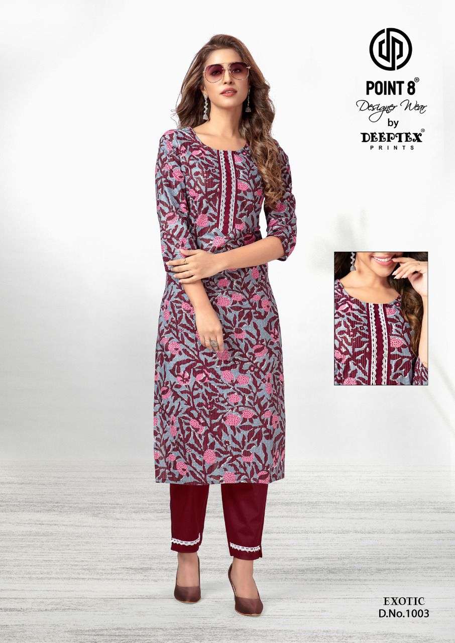 DEEPTEX EXOTOC VOL 1 COTTON PRINTED KURTI WITH PANTS CATALOGUE 