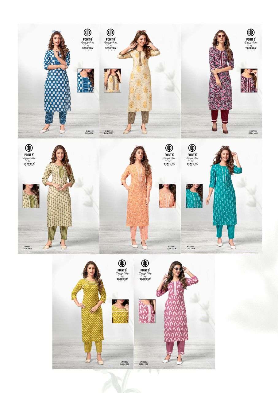 DEEPTEX EXOTOC VOL 1 COTTON PRINTED KURTI WITH PANTS CATALOGUE 