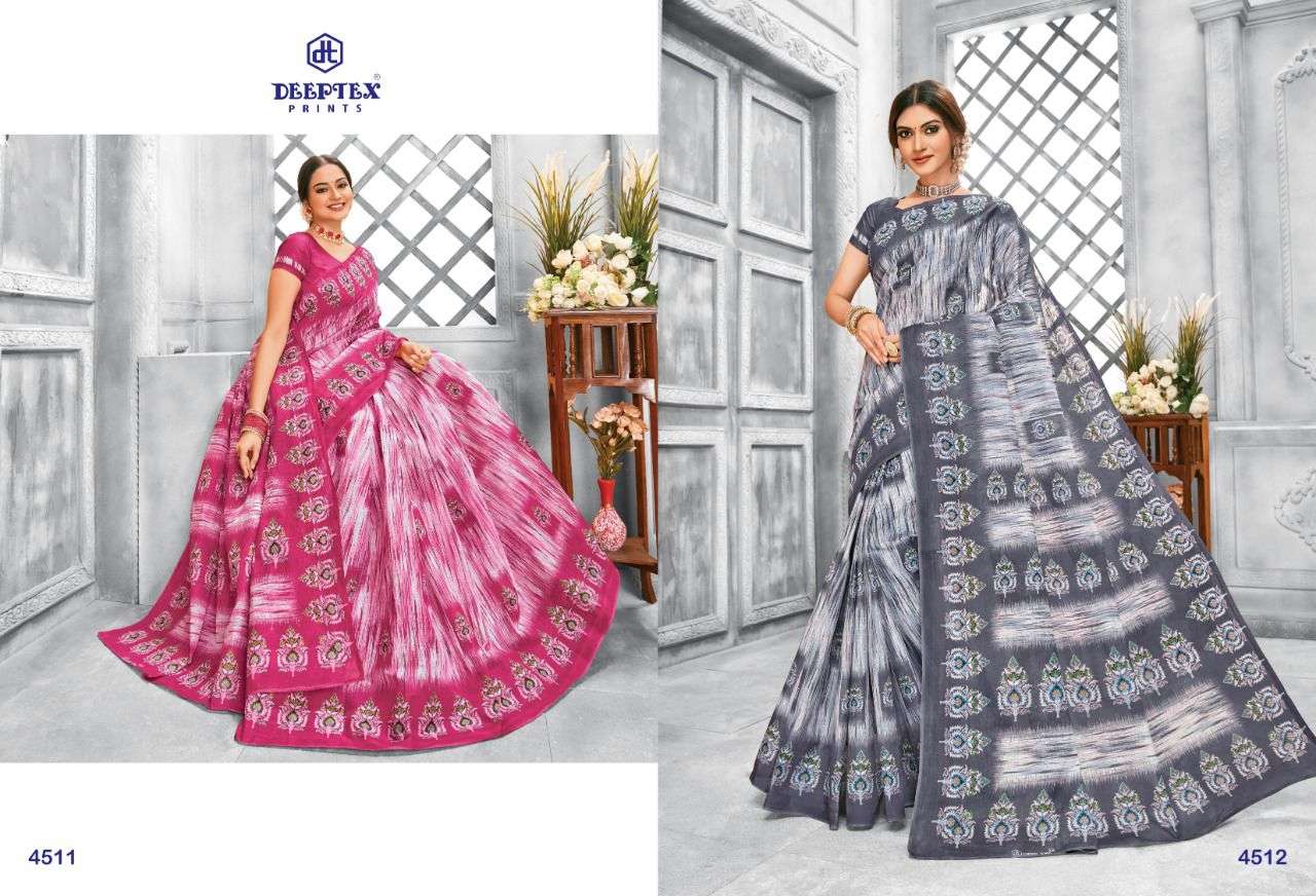 DEEPTEX MOTHER INDIA VOL 45 PURE COTTON PRINTED SAREE LATEST CATALOGUE