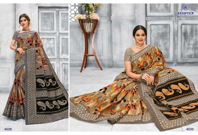 DEEPTEX MOTHER INDIA VOL 45 PURE COTTON PRINTED SAREE LATEST CATALOGUE