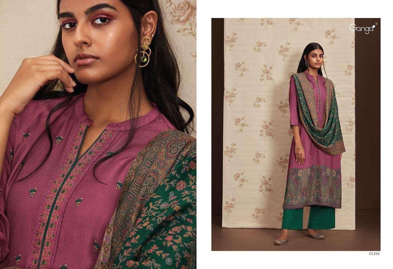 Ganga Fashions Shamsi 6pcs Winter Unstitched Suits Catalog
