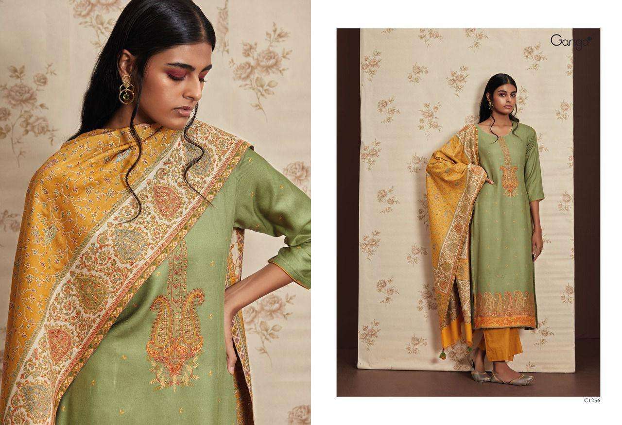 GANGA AKSHARA PASHMINA DOBBY PRINTED WINTER SUIT NEW COLLECTION CATALOGUE 2022