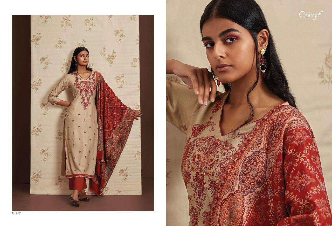 GANGA AKSHARA PASHMINA DOBBY PRINTED WINTER SUIT NEW COLLECTION CATALOGUE 2022