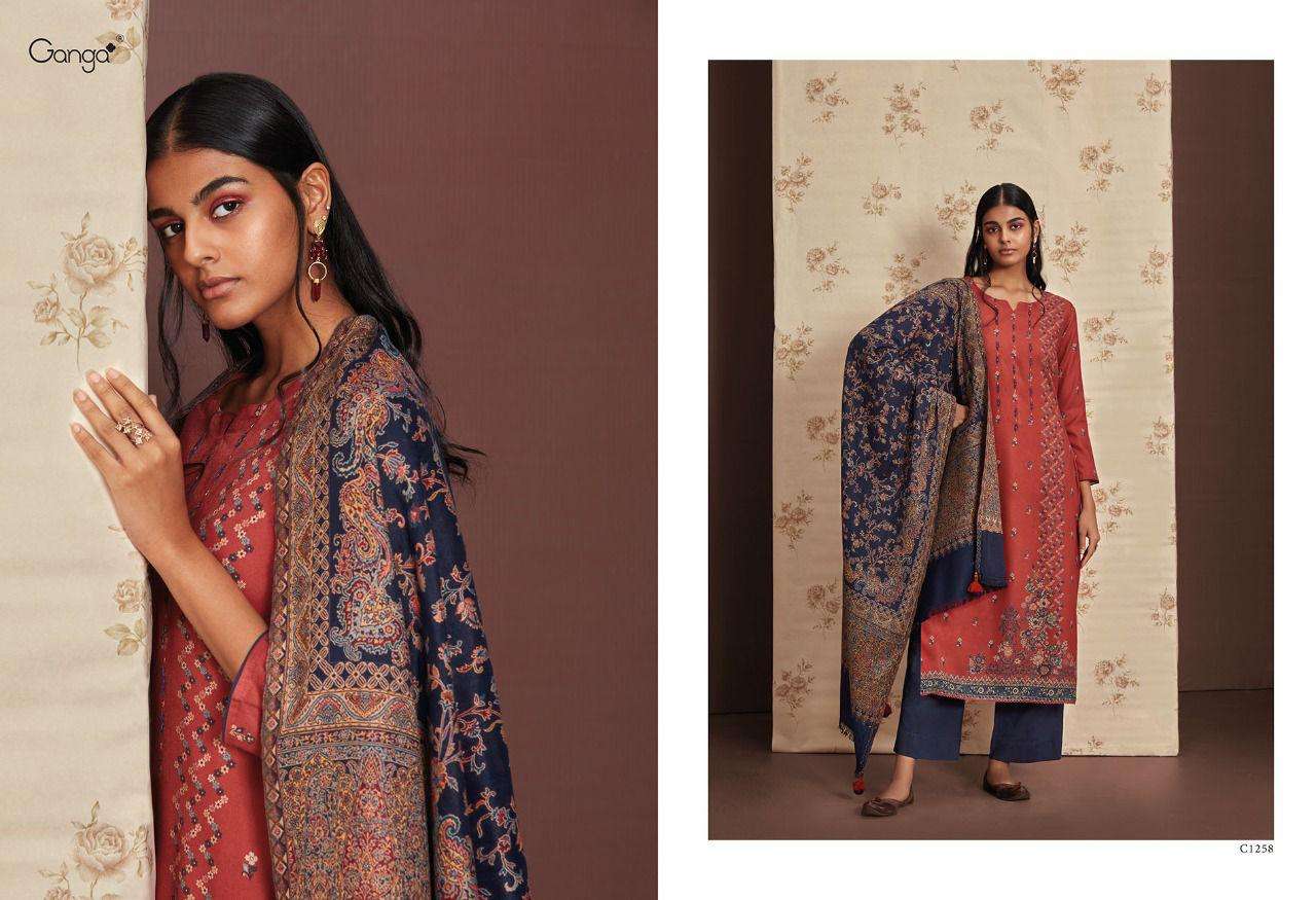 GANGA AKSHARA PASHMINA DOBBY PRINTED WINTER SUIT NEW COLLECTION CATALOGUE 2022