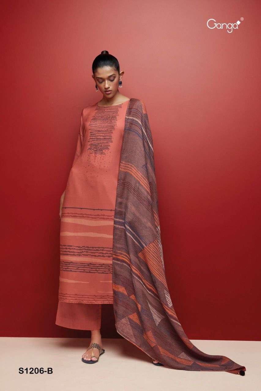 GANGA EVELEEN 1206 SERIES PASHMINA DOBBY PRINTED WINTER SUIT NEW CATALOGUE 2022