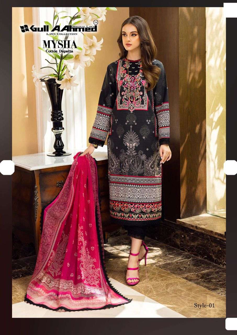 GUL AAHMED MYSHA PURE LAWN KARACHI SUITS CATALOGUE