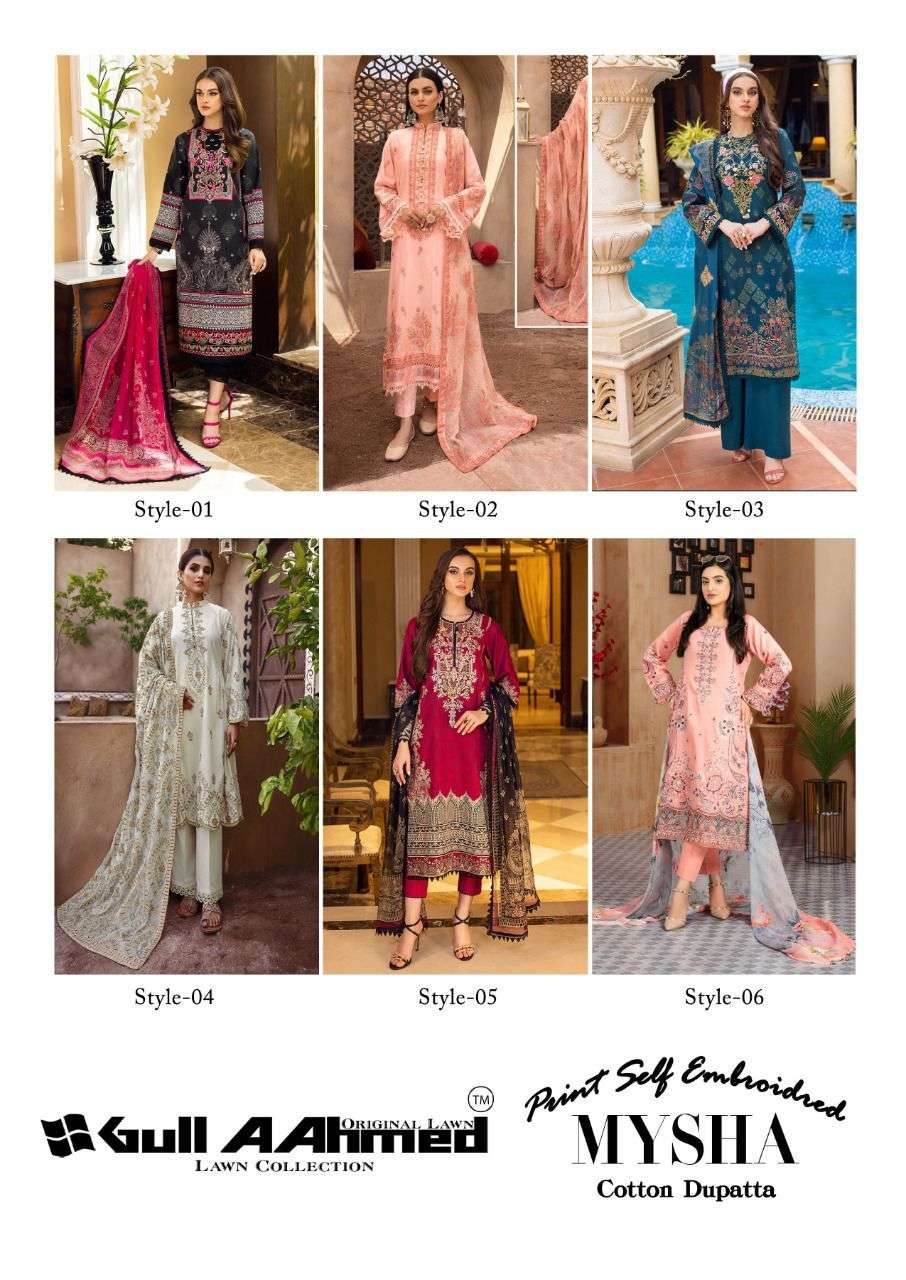 GUL AAHMED MYSHA PURE LAWN KARACHI SUITS CATALOGUE