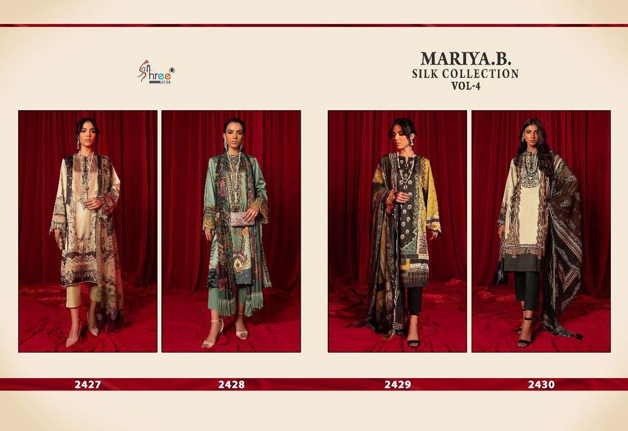 SHREE FAB MARIYA B SILK COLLECTION VOL 4 2427 TO 2430 SERIES SALWAR SUITS CATALOGUE