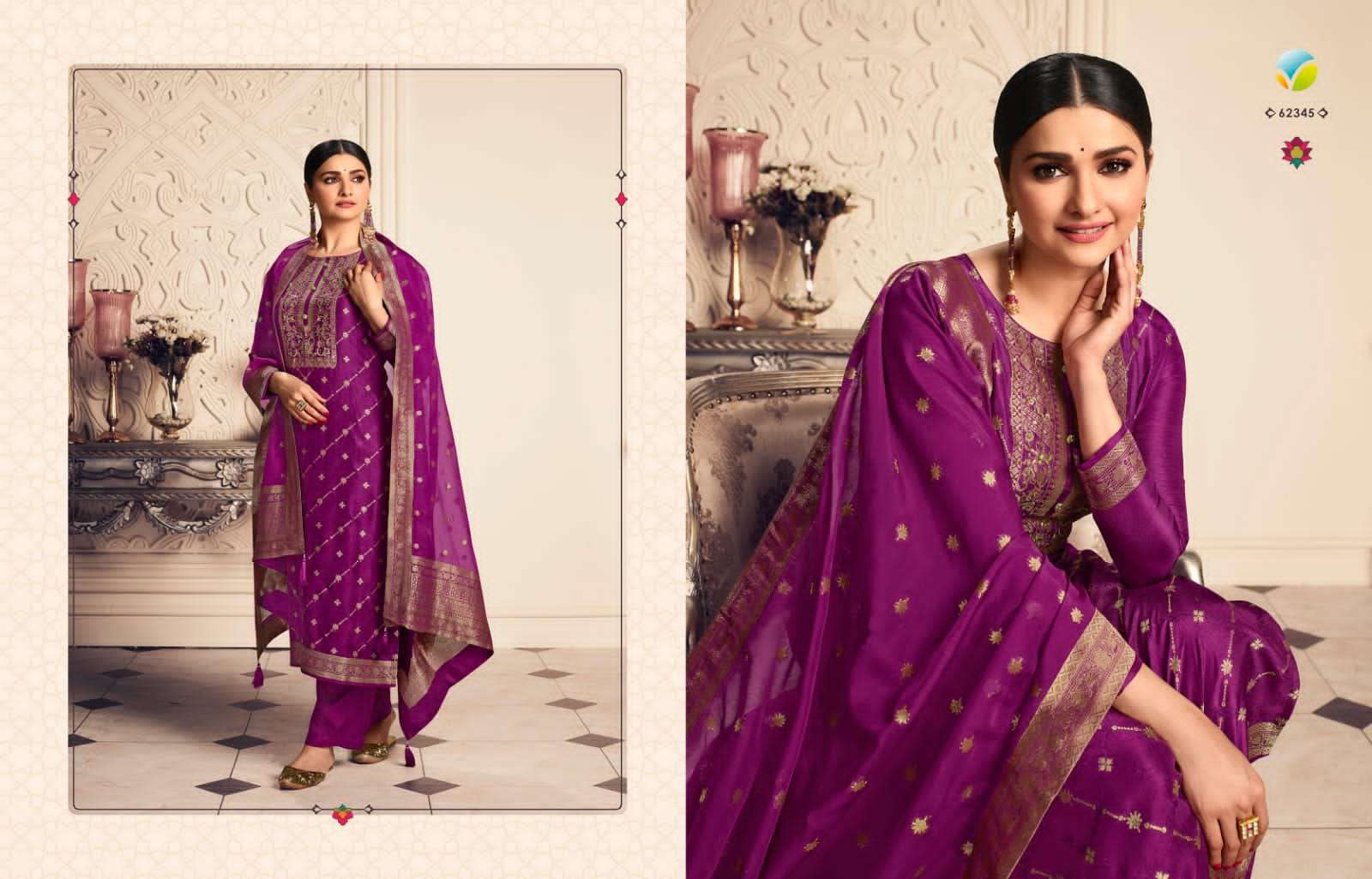 VINAY KASEESH AARADHYA 62341-62346 VISCOSE DOLA JACQUARD HAND EMBROIDERED SUITS LATEST CATALOGUE