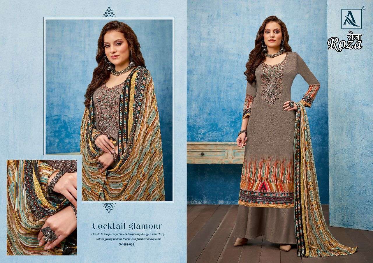 ALOK SUIT ROZA ZAM SATIN DIGITAL PRINTED SUITS NEW CATALOGUE 2022