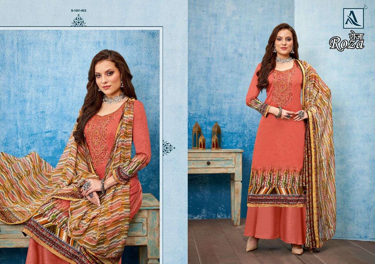 ALOK SUIT ROZA ZAM SATIN DIGITAL PRINTED SUITS NEW CATALOGUE 2022