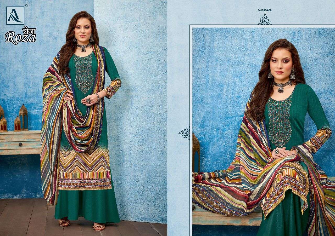 ALOK SUIT ROZA ZAM SATIN DIGITAL PRINTED SUITS NEW CATALOGUE 2022