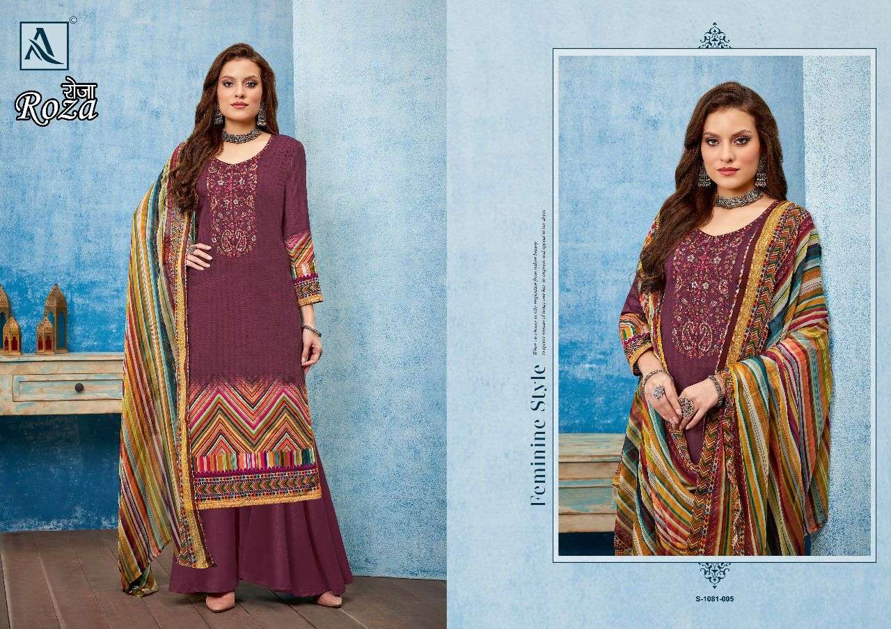 ALOK SUIT ROZA ZAM SATIN DIGITAL PRINTED SUITS NEW CATALOGUE 2022