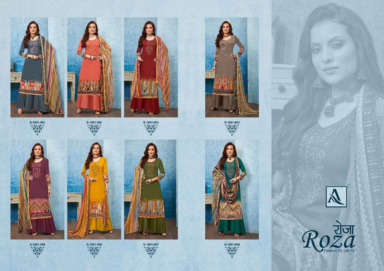 ALOK SUIT ROZA ZAM SATIN DIGITAL PRINTED SUITS NEW CATALOGUE 2022