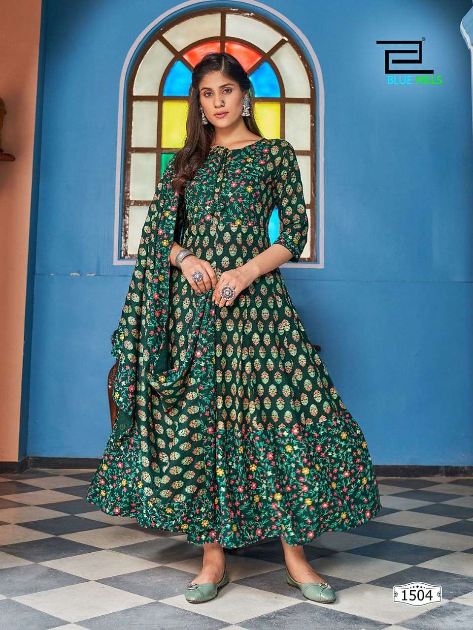 Best seller Top / Gown / long kurti/ kurta Dress multicolor long-tired  Dress Kurtis with an embroidered
