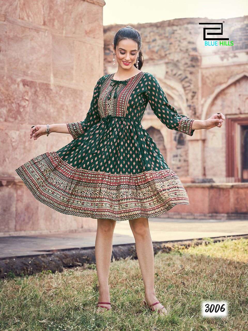 BLUE HILLS SHOW OFF VOL 3 FANCY RAYON SHORT KURTIS CATALOGUE