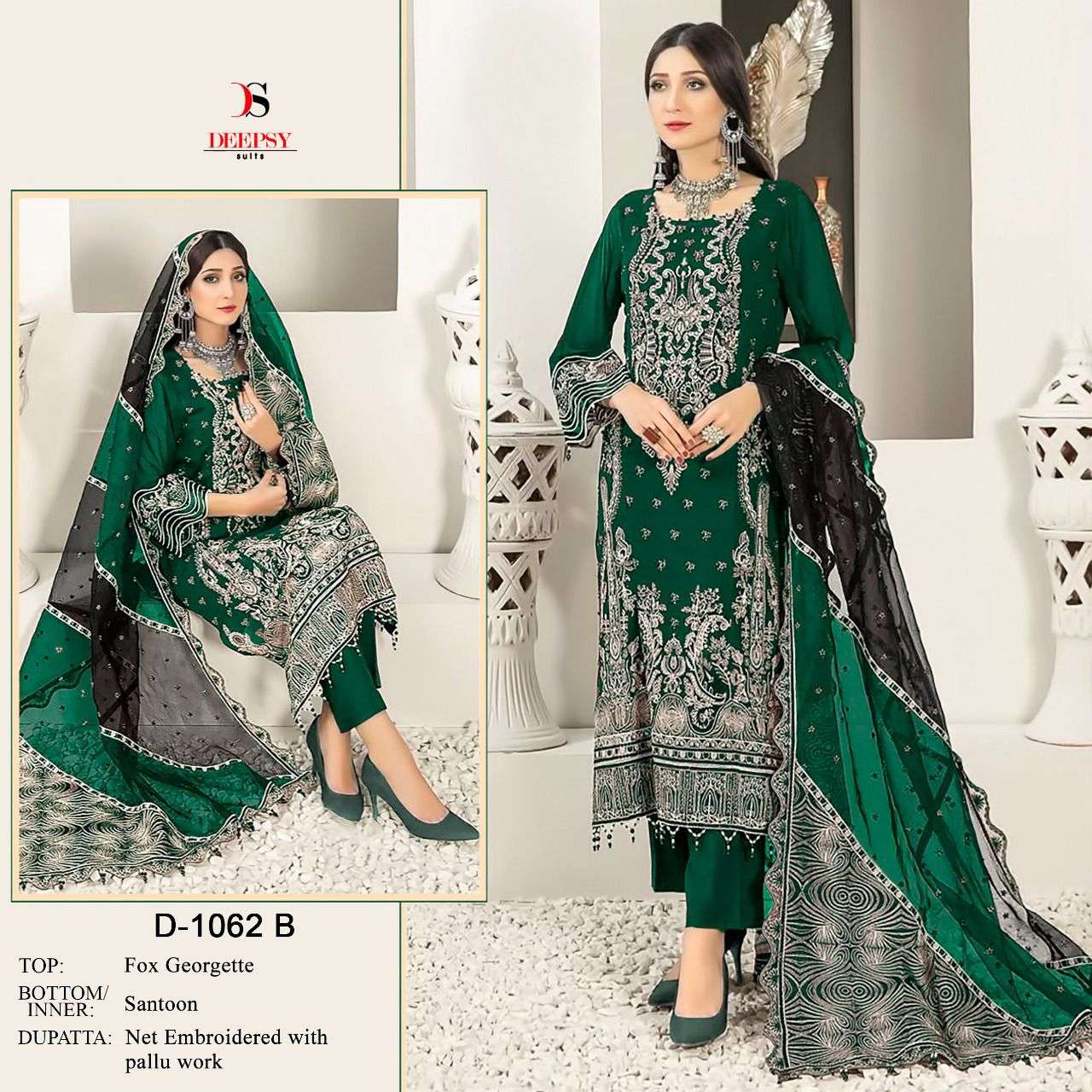 DEEPSY SUIT 1062 SERIES GEORGETTE EMBROIDERY SUITS NEW CATALOGUE 2022