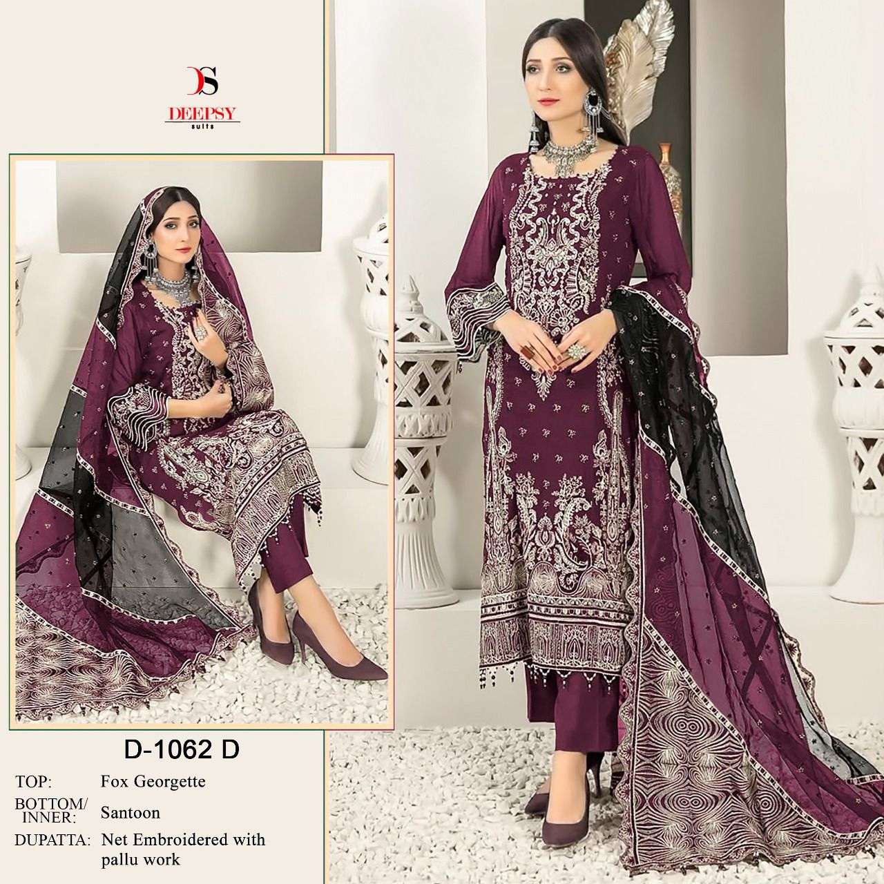 DEEPSY SUIT 1062 SERIES GEORGETTE EMBROIDERY SUITS NEW CATALOGUE 2022