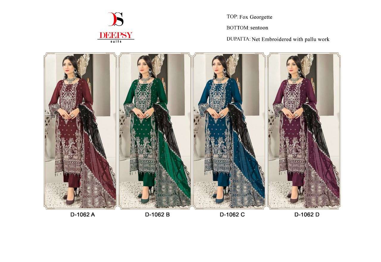 DEEPSY SUIT 1062 SERIES GEORGETTE EMBROIDERY SUITS NEW CATALOGUE 2022