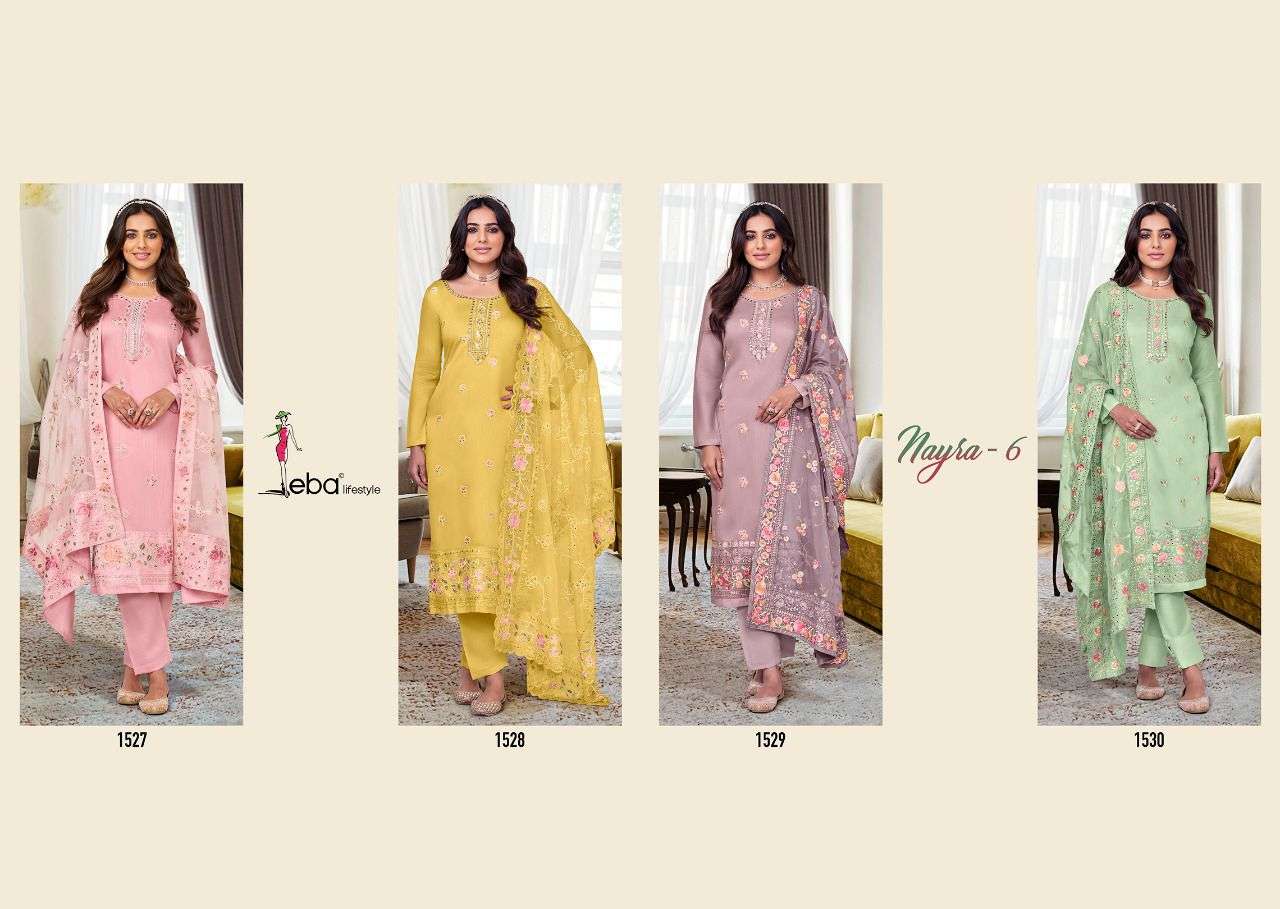 EBA NYRA VOL 6 HEAVY VISCOSE SILK PARTY WEAR SUIT COLLECTION CATALOGUE 