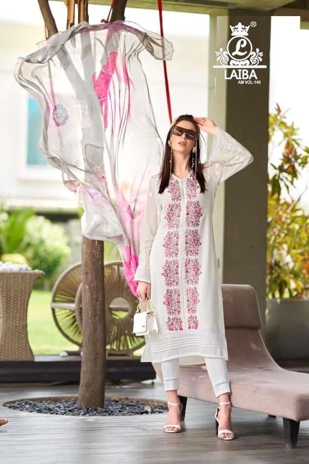 LAIBA AM VOL 146 PAKISTANI KURTI PANT WITH DUPATTA LATEST CATALOGUE