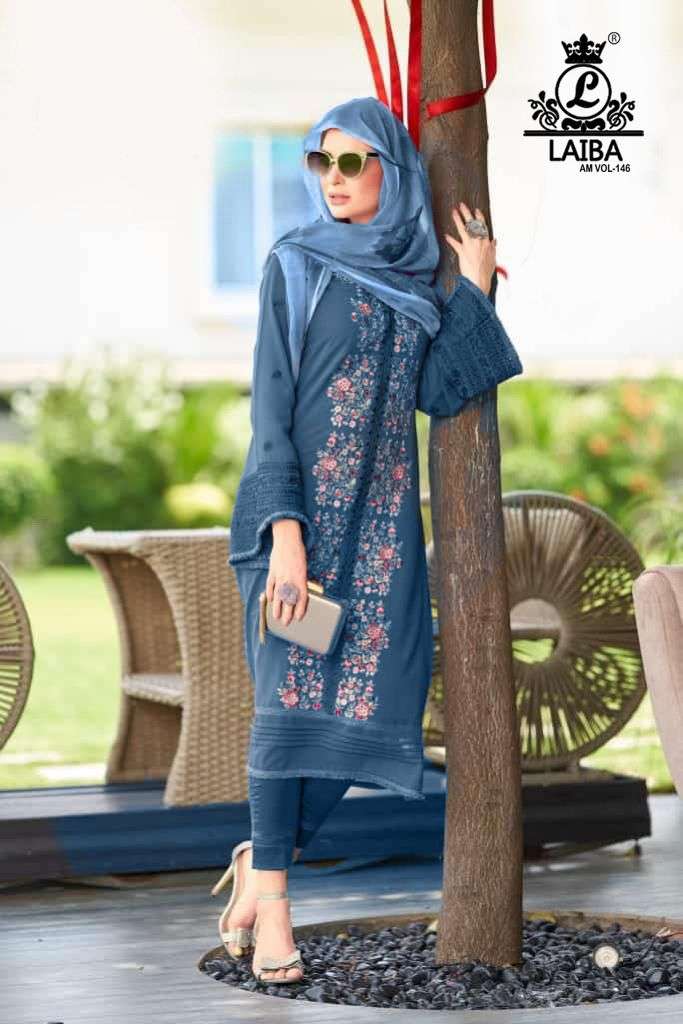 LAIBA AM VOL 146 PAKISTANI KURTI PANT WITH DUPATTA LATEST CATALOGUE