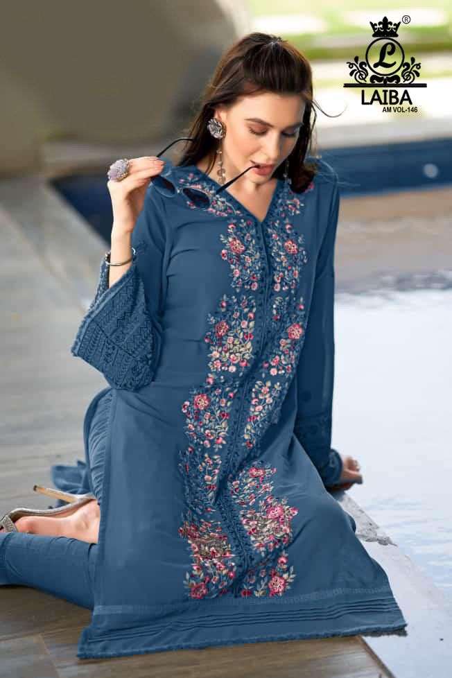 LAIBA AM VOL 146 PAKISTANI KURTI PANT WITH DUPATTA LATEST CATALOGUE