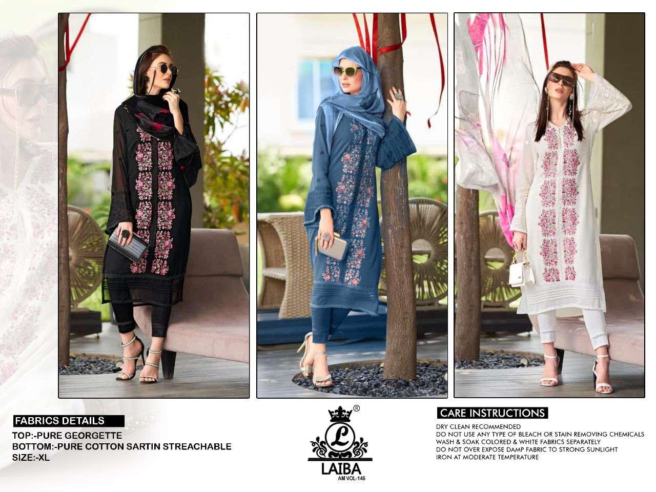 LAIBA AM VOL 146 PAKISTANI KURTI PANT WITH DUPATTA LATEST CATALOGUE
