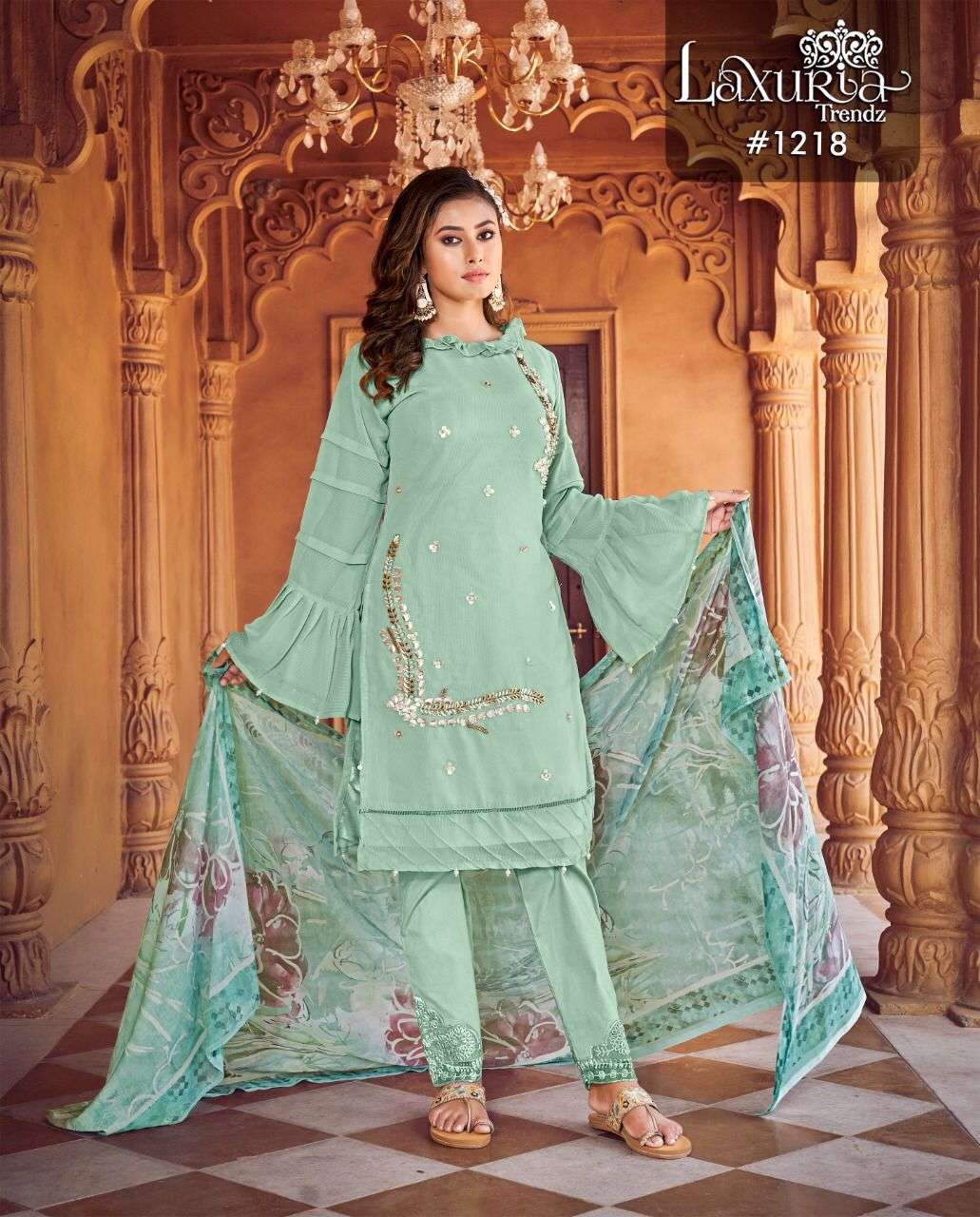 LAXURIA TRENDZ 1218 PAKISTANI READYMADE HANDWORK TUNICS CATALOGUE