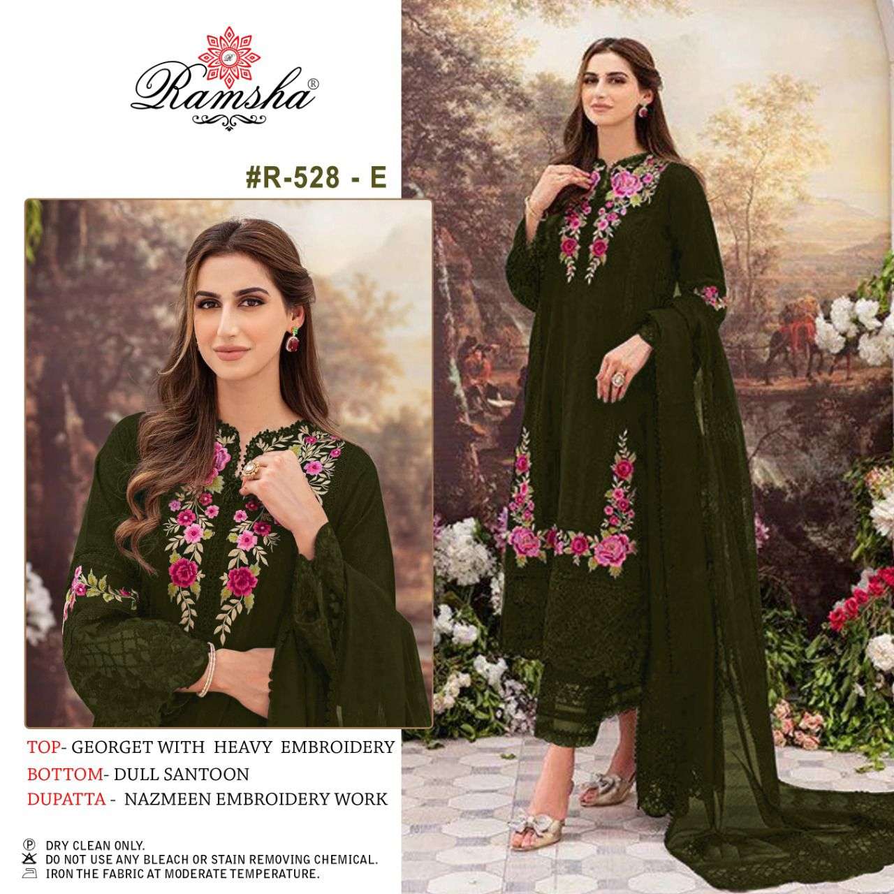 RAMSHA 528 NX GEORGETTE EMBROIDERY PAKISTANI SUITS CATALOGUE 2022