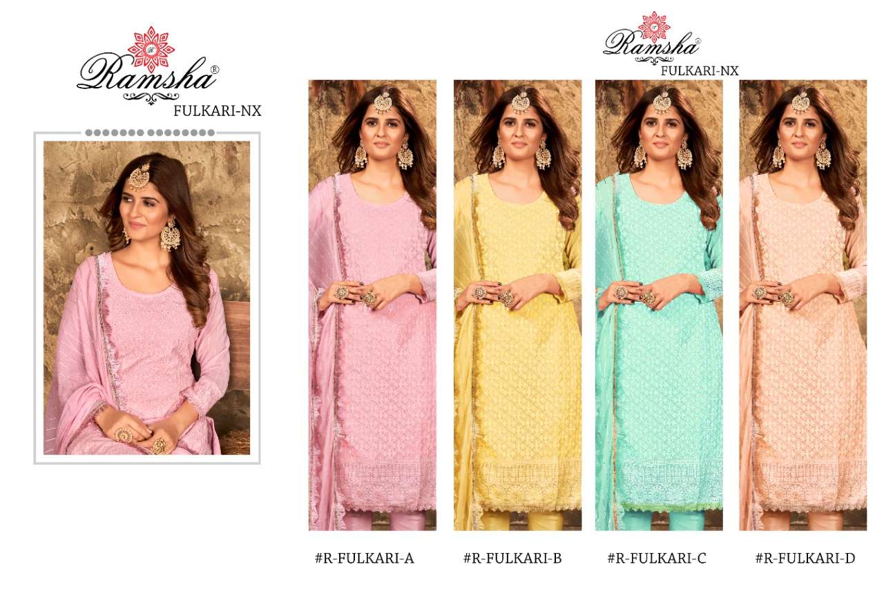 RAMSHA FULKARI NX GEORGETTE PAKISTANI SUITS CATALOGUE 2022