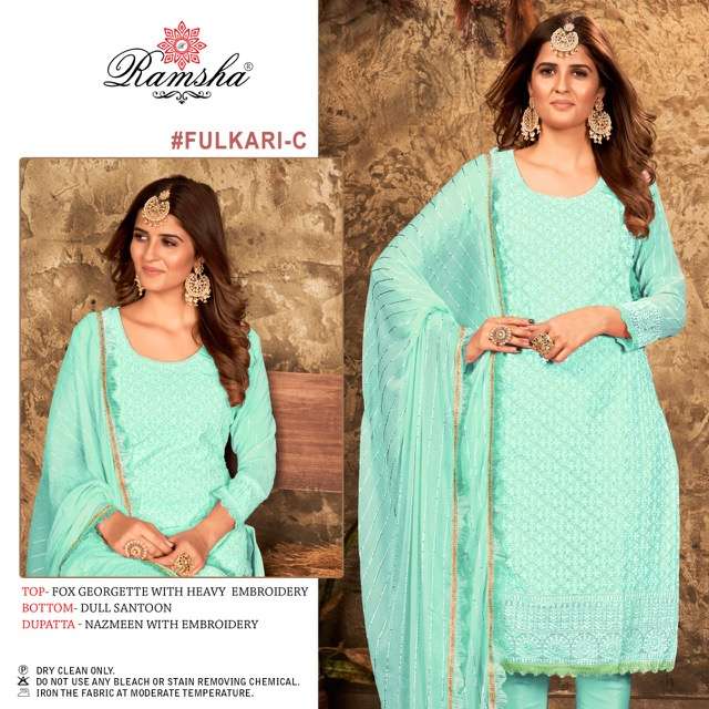 RAMSHA FULKARI NX GEORGETTE PAKISTANI SUITS CATALOGUE 2022