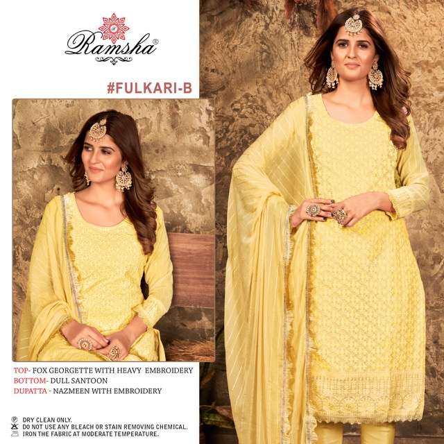 RAMSHA FULKARI NX GEORGETTE PAKISTANI SUITS CATALOGUE 2022