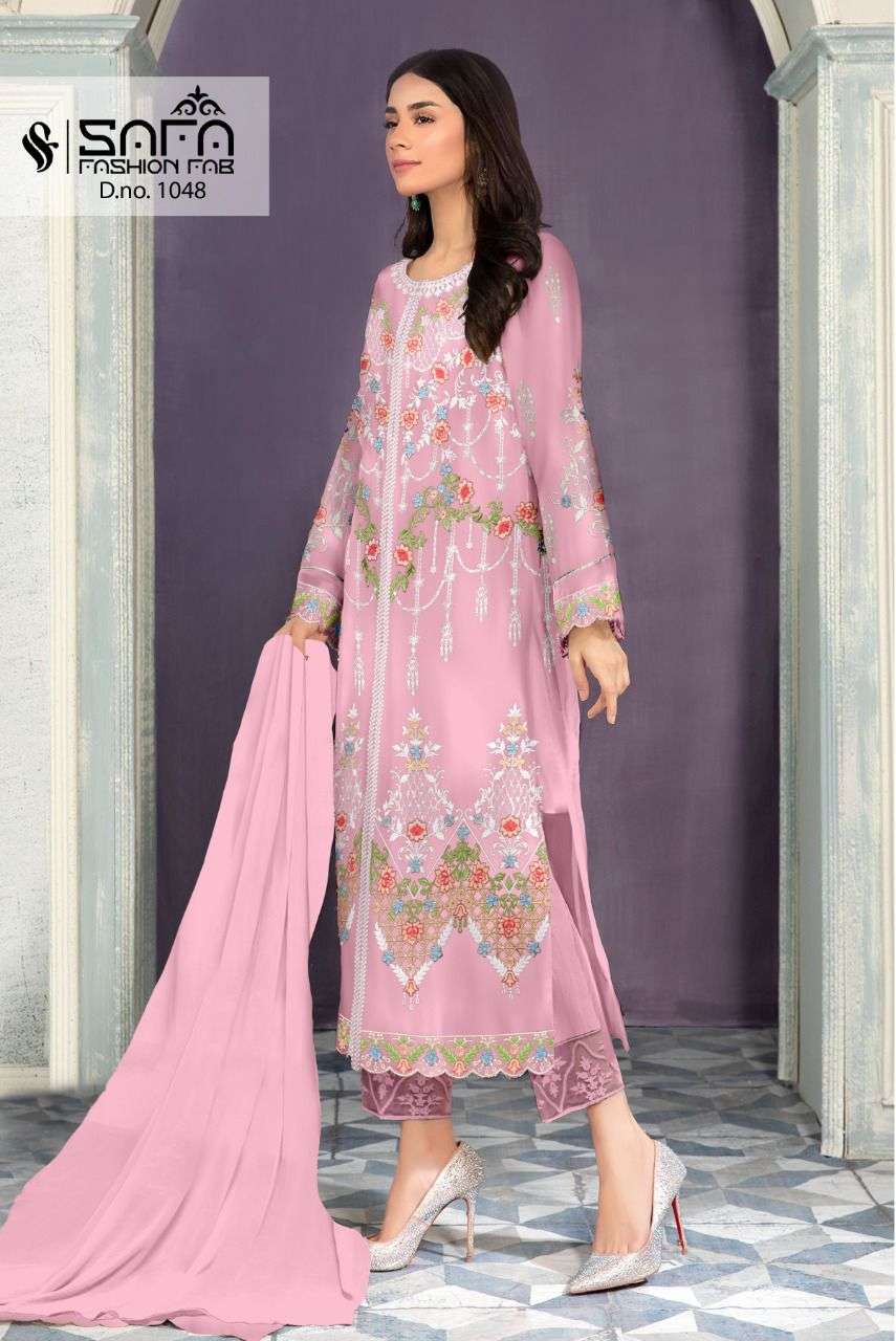 SAFA FASHION FAB 1048 PAKISTANI KURTI PANTS WITH DUPATTA NEW CATALOGUE