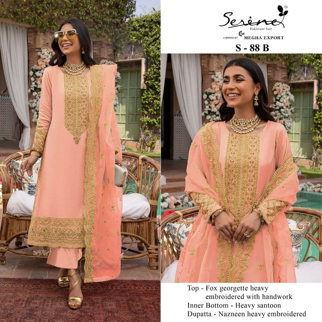 SERENE S 88 GOUX GEORGETTE EMBROIDERY PAKISTANI SUITS CATALOGUE