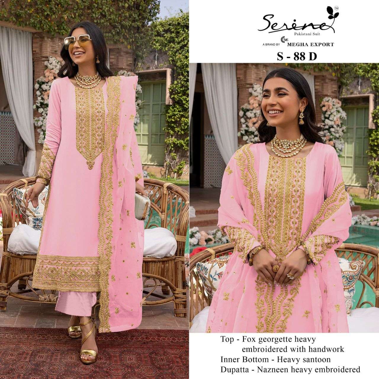 SERENE S 88 GOUX GEORGETTE EMBROIDERY PAKISTANI SUITS CATALOGUE