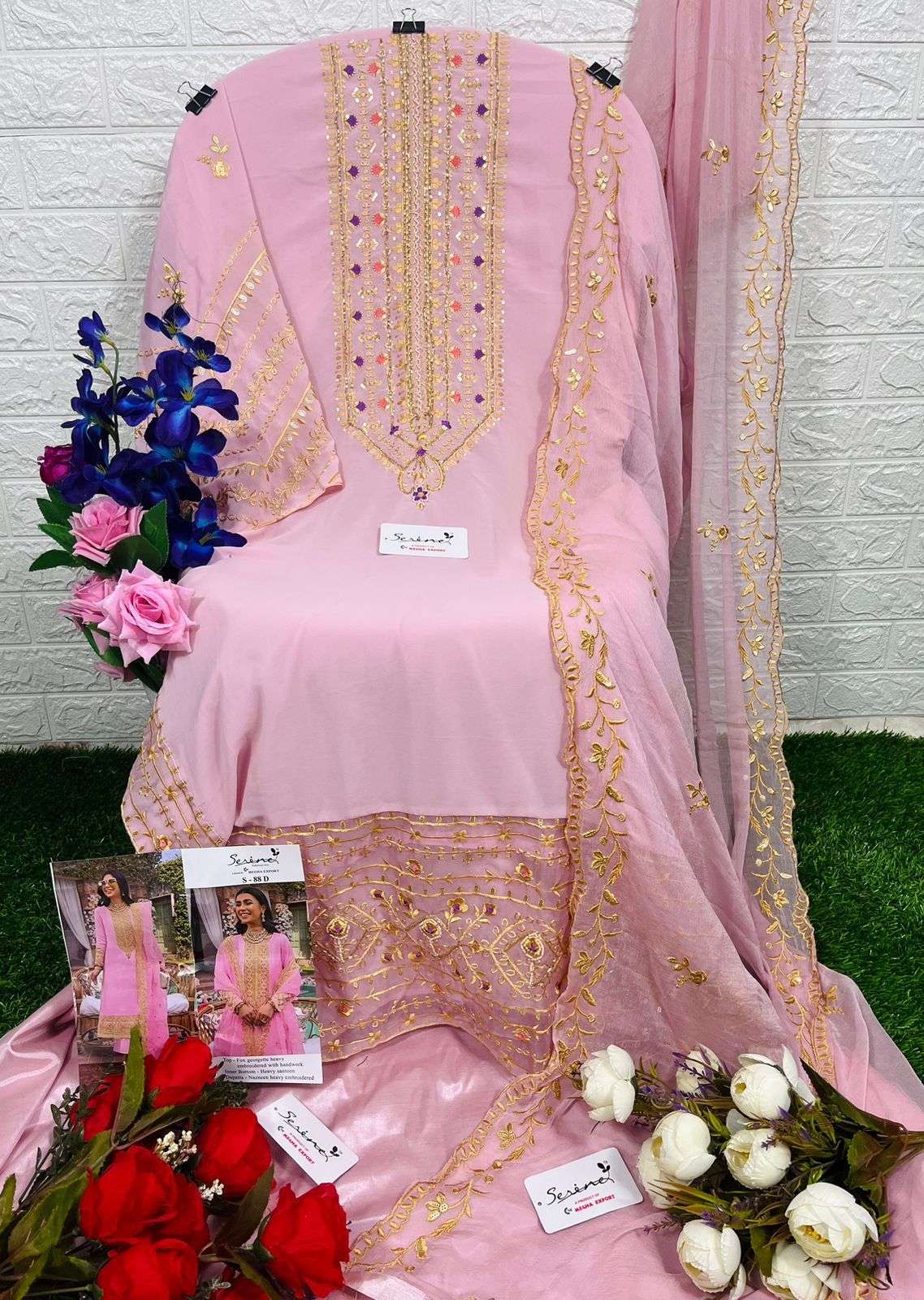 SERENE S 88 GOUX GEORGETTE EMBROIDERY PAKISTANI SUITS CATALOGUE