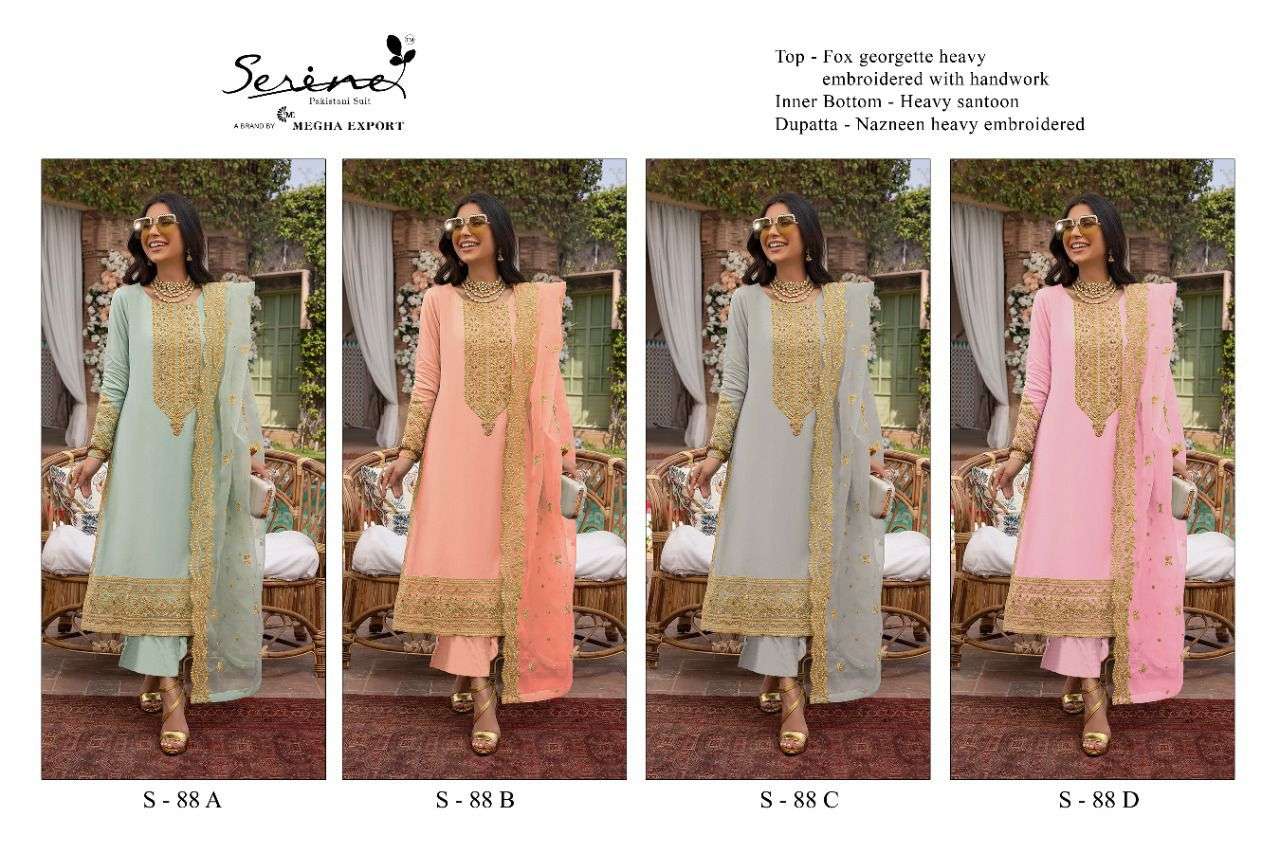 SERENE S 88 GOUX GEORGETTE EMBROIDERY PAKISTANI SUITS CATALOGUE