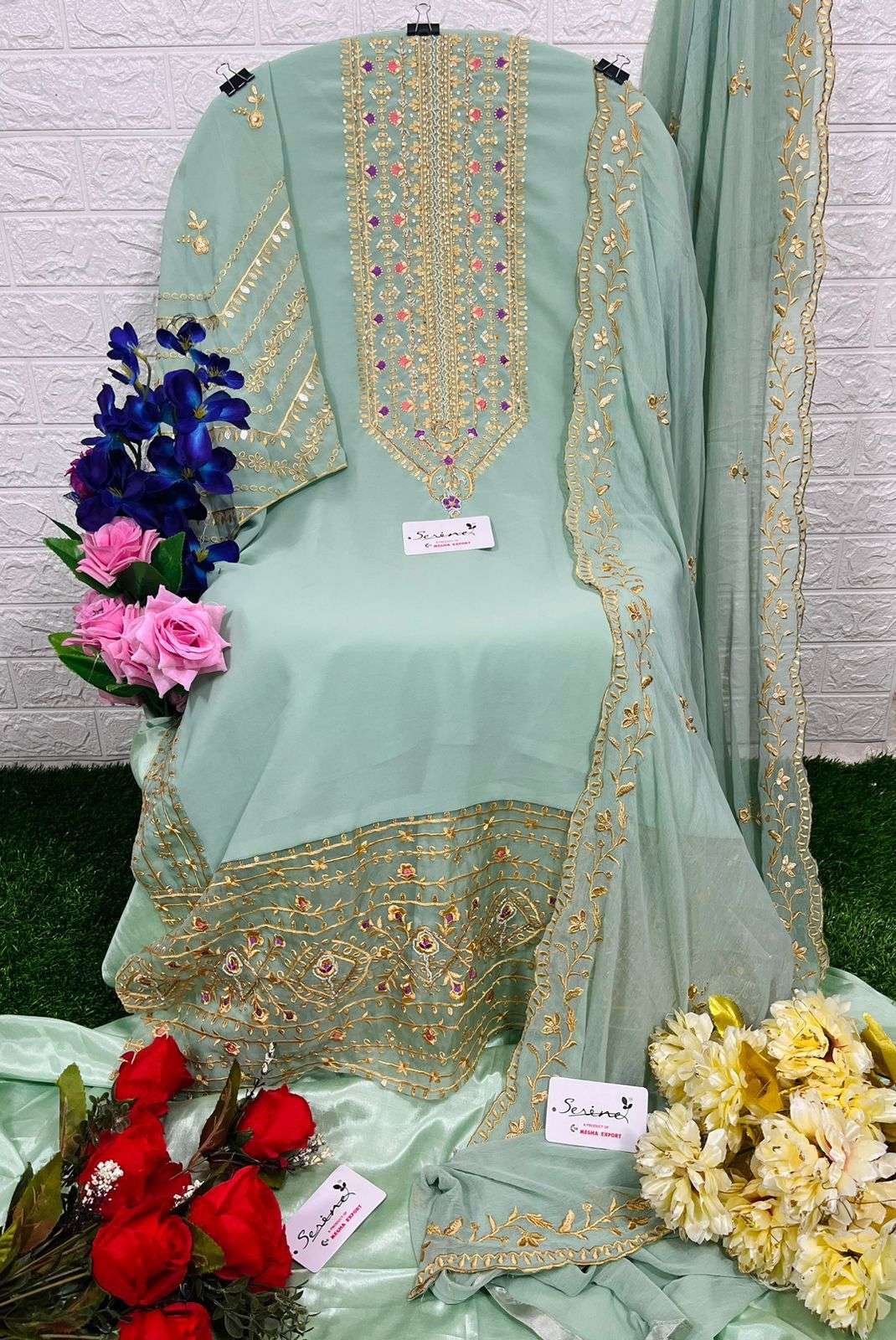 SERENE S 88 GOUX GEORGETTE EMBROIDERY PAKISTANI SUITS CATALOGUE