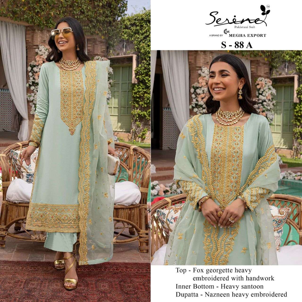 SERENE S 88 GOUX GEORGETTE EMBROIDERY PAKISTANI SUITS CATALOGUE