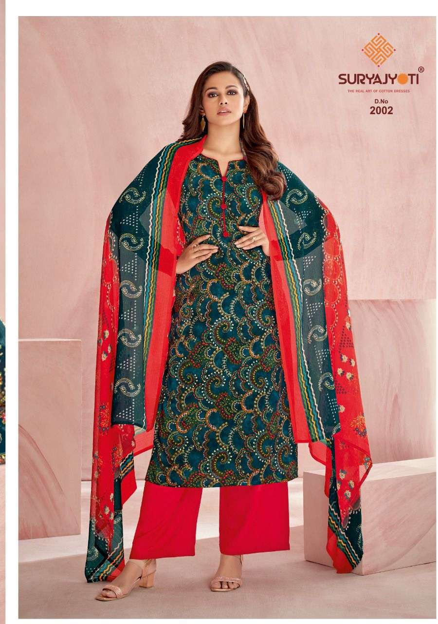 SURYAJYOTI PAROO VOL 2 RAYON PRINT TOP BOTTOM WITH DUPATTA LATEST CATALOGUE