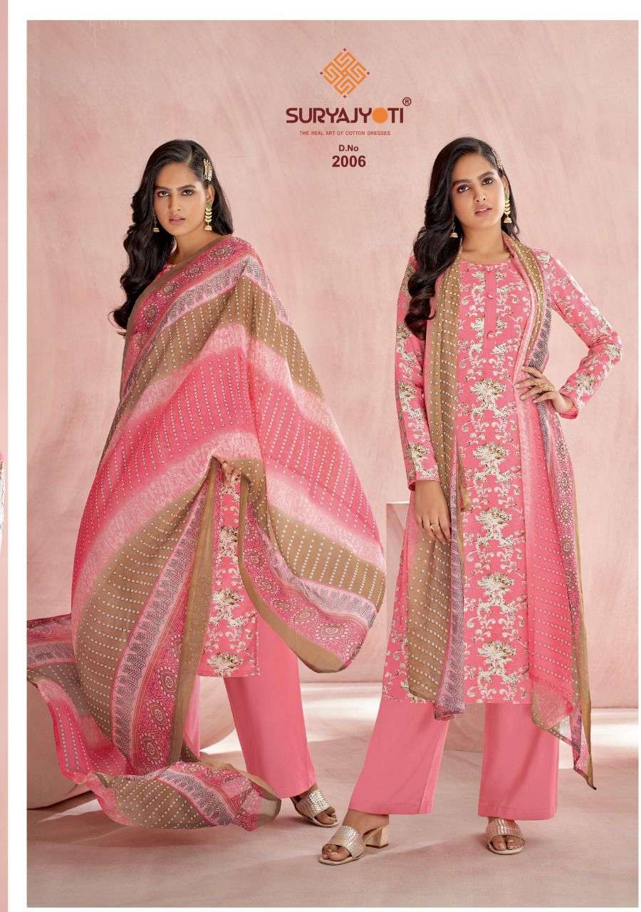 SURYAJYOTI PAROO VOL 2 RAYON PRINT TOP BOTTOM WITH DUPATTA LATEST CATALOGUE