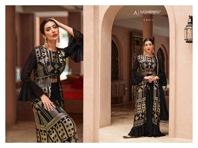 AASHIRWAD CREATION ZARA CHINON GEORGETTE SALWAR SUITS CATALOGUE
