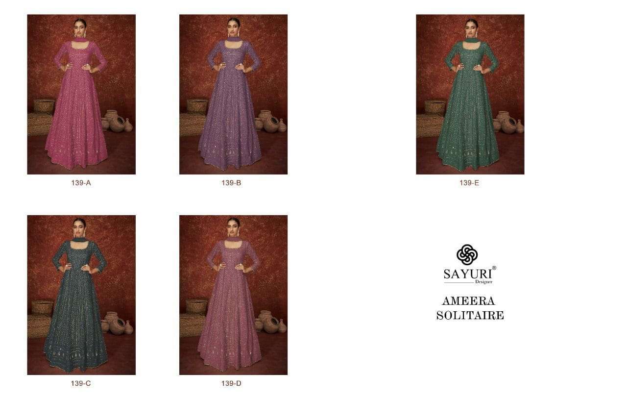 SAYURI DESIGNER AMEERA SOLITAIRE GEORGETTE SUITS LATEST CATALOG