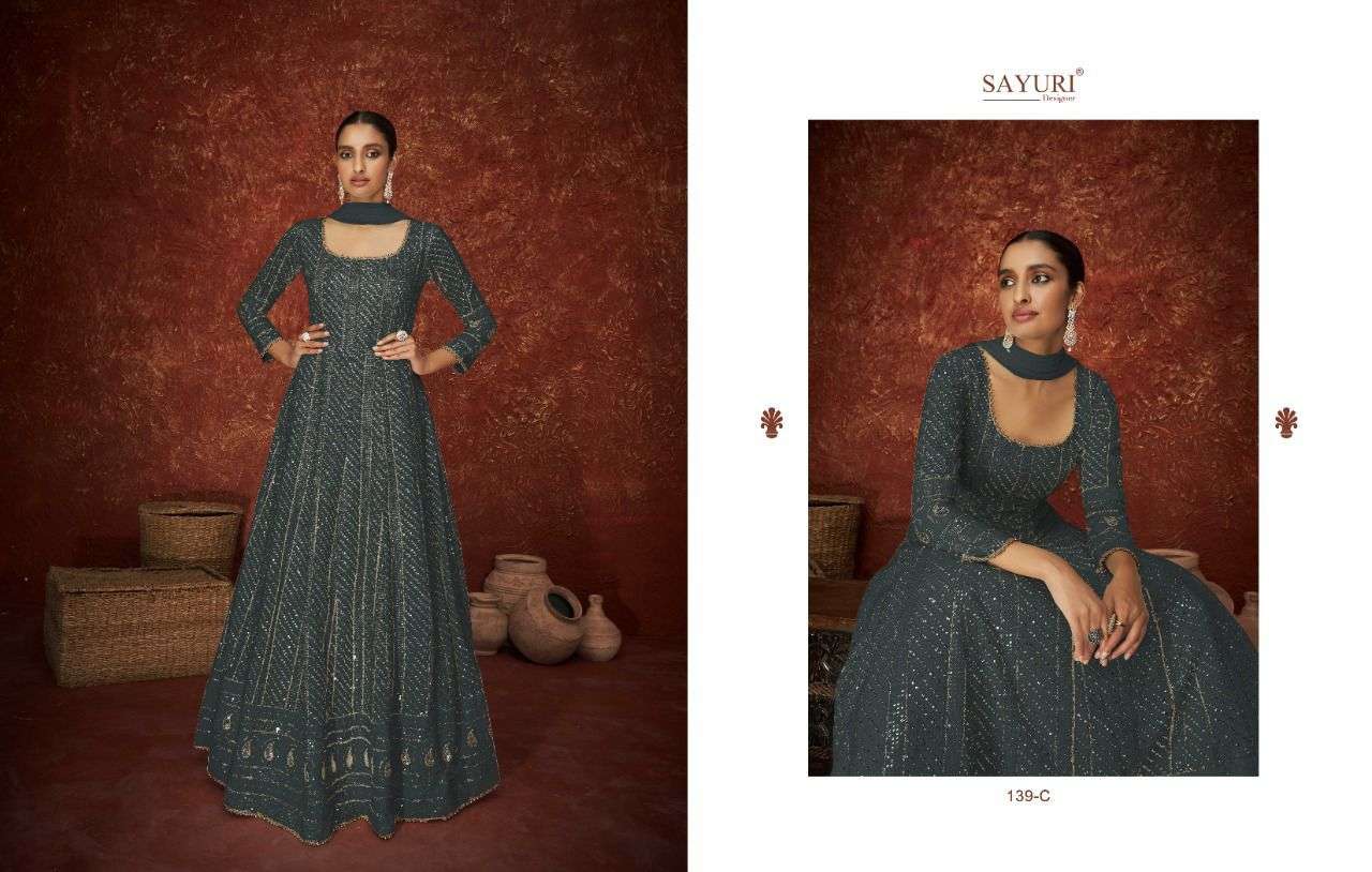 SAYURI DESIGNER AMEERA SOLITAIRE GEORGETTE SUITS LATEST CATALOG