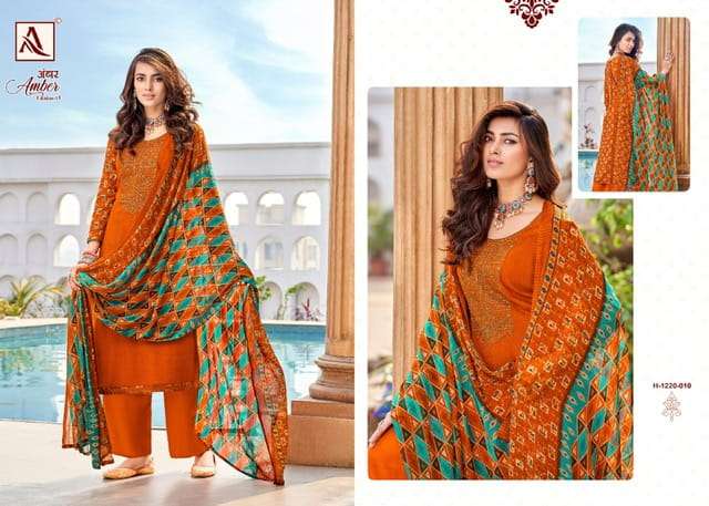 ALOK SUIT AMBER H 1220 SERIES RAYON PRINTED SUIT LATEST CATALOGUE SUIT 2023